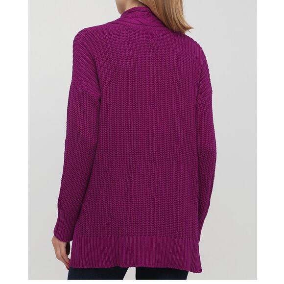 Lauren Ralph Lauren Oversized Cable Knit V-neck Sweater Purple Size Small - Picture 2 of 14